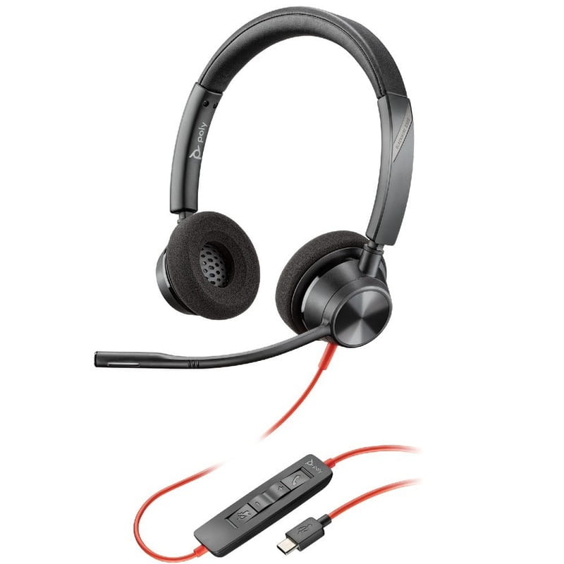 Гарнітура Poly стерео On-ear Poly Blackwire 3320-M Black (8X220AA)