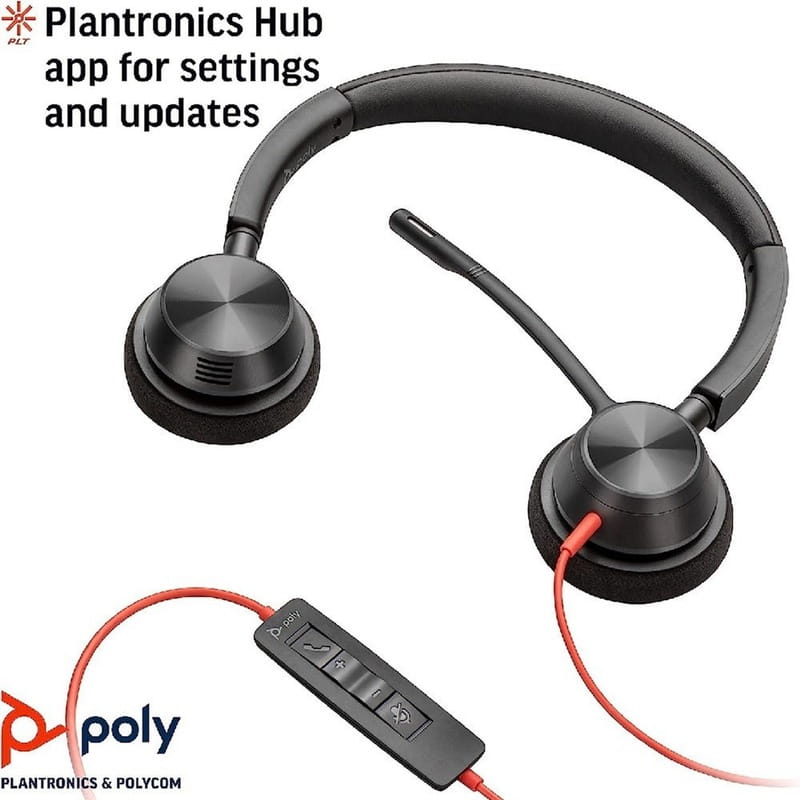 Гарнітура Poly стерео On-ear Poly Blackwire 3320-M Black (8X220AA)