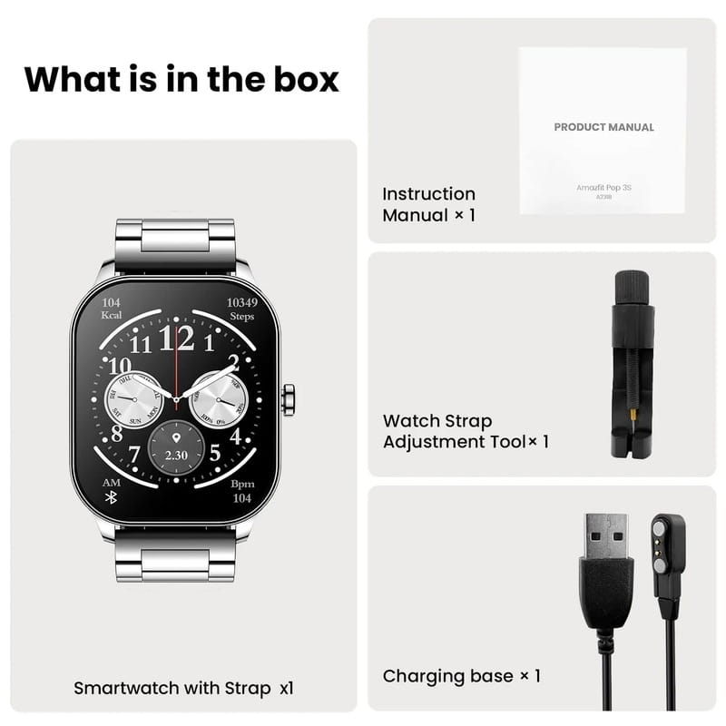 Смарт-часы Xiaomi Amazfit Pop 3S Metal Silver