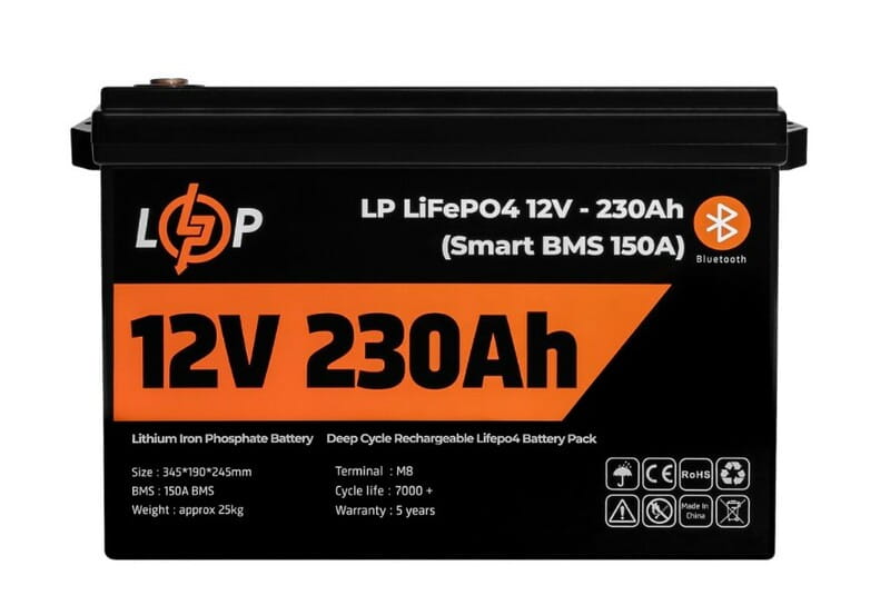 Аккумуляторная батарея LogicPower 12V 230 AH (2944Wh) Smart BT для ИБП (BMS 150A/75А) LiFePO4