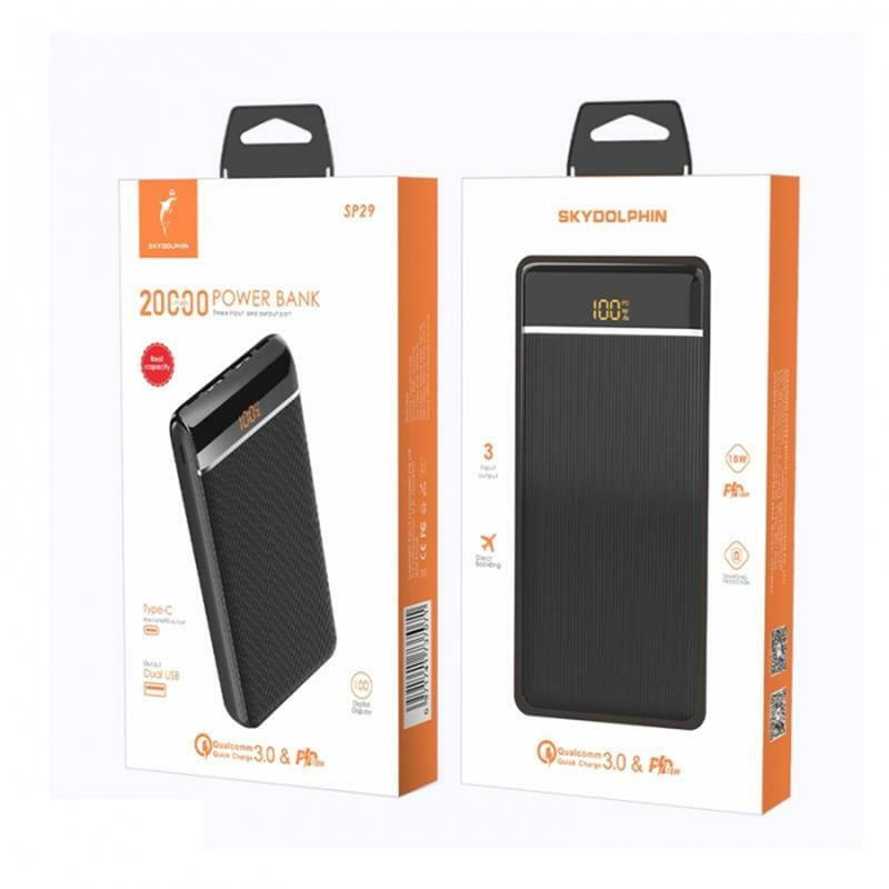 Универсальная мобильная батарея SkyDolphin SP29 PD+QC3.0 20000mAh Black (PB-000091)_бн