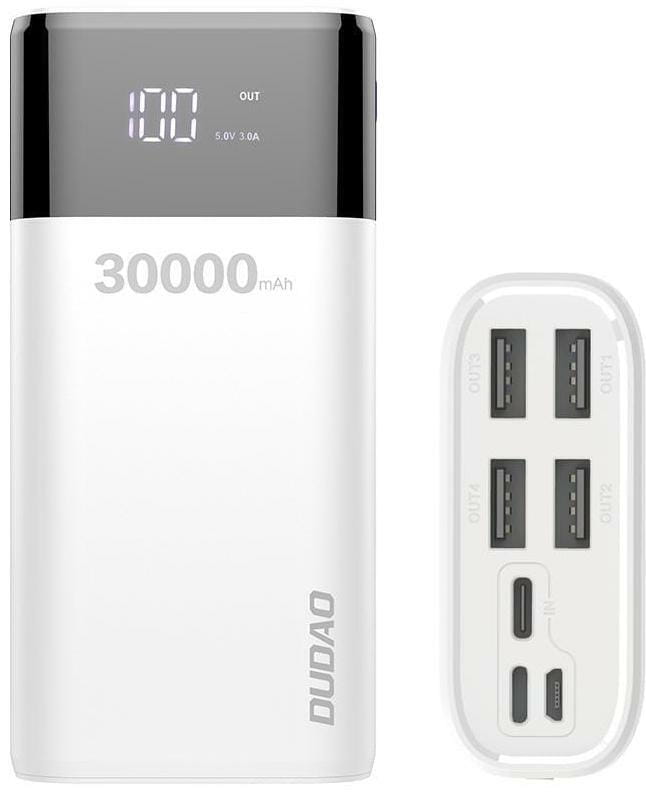 Универсальная мобильная батарея Dudao Power Bank K8Max 30000mAh White (6973687240776)