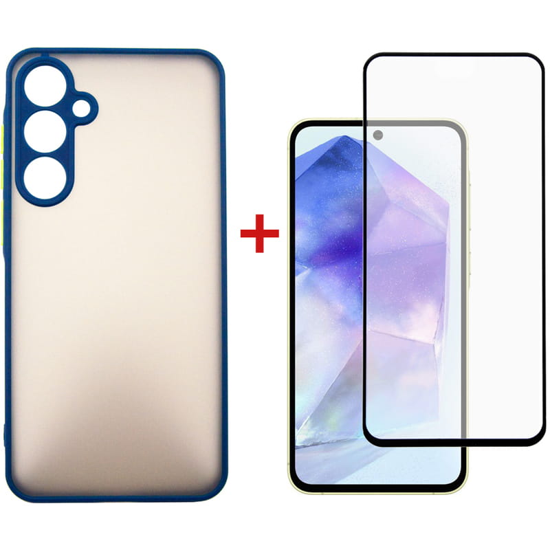Чeхол-накладка Dengos для Samsung Galaxy A55 SM-A556 Blue (DG-KM-93) + защитное стекло