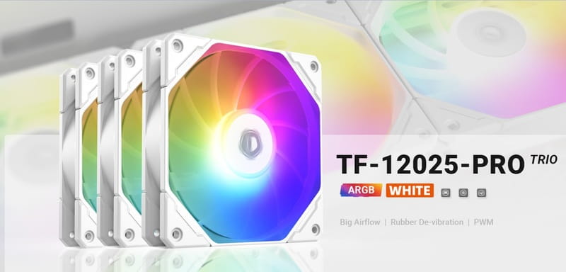 Вентилятор ID-Cooling TF-12025 Pro ARGB Trio White