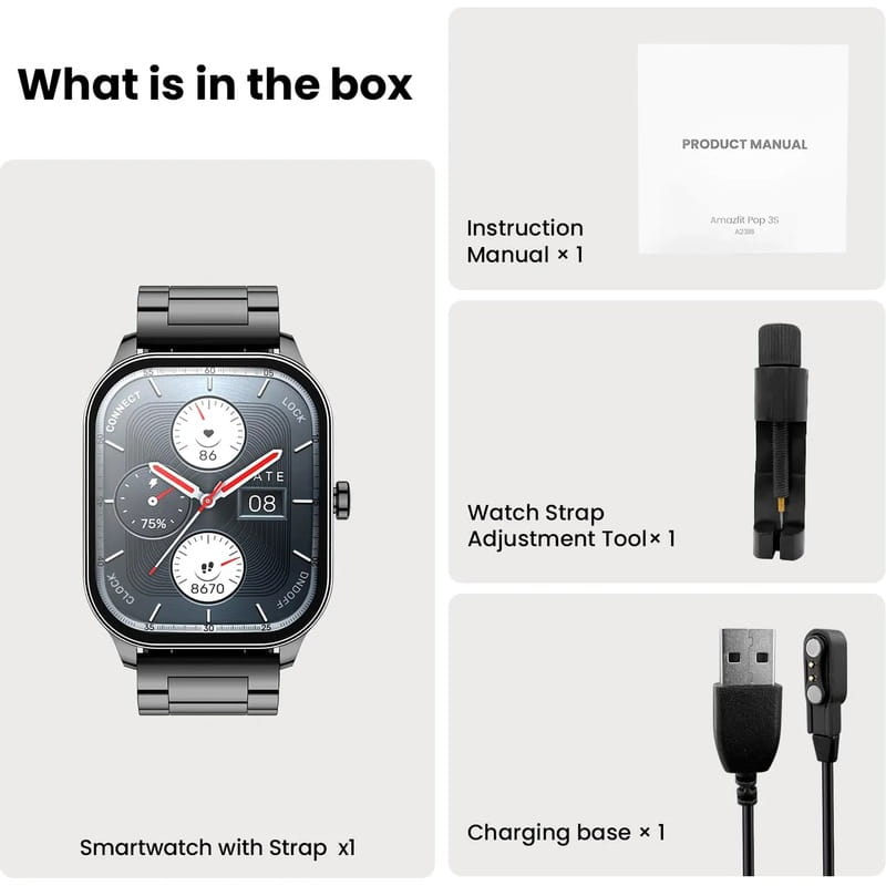 Смарт-часы Xiaomi Amazfit Pop 3S Metal Black