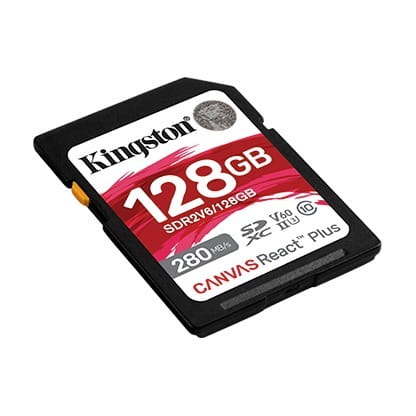 Карта памяти SDHC  128GB UHS-II/U3 Class 10 Kingston Canvas React Plus V60 SD R280/W100MB/s (SDR2V6/128GB)