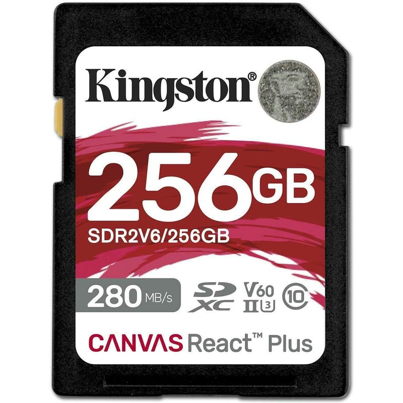 Карта пам`яті SDXC 256GB UHS-II/U3 Class 10 Kingston Canvas React Plus V60 SD R280/W150MB/s (SDR2V6/256GB)