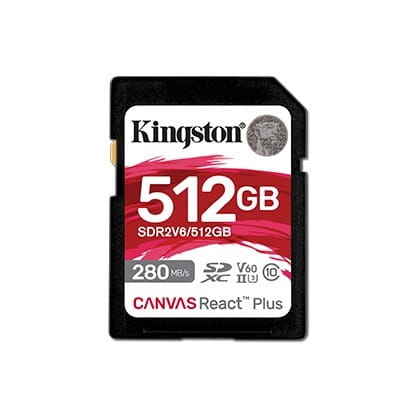 Карта памяти SDHC  512GB UHS-II/U3 Class 10 Kingston Canvas React Plus V60 SD R280/W150MB/s (SDR2V6/512GB)