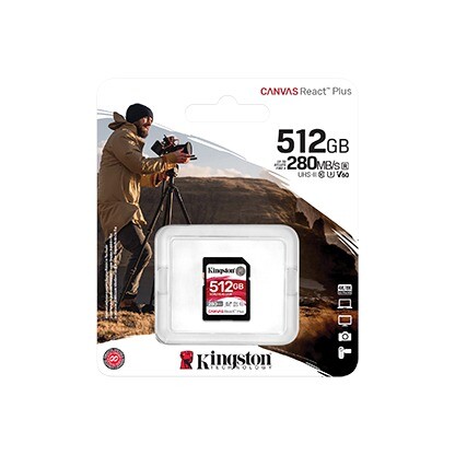 Карта пам`яті SDXC 512GB UHS-II/U3 Class 10 Kingston Canvas React Plus V60 SD R280/W150MB/s (SDR2V6/512GB)