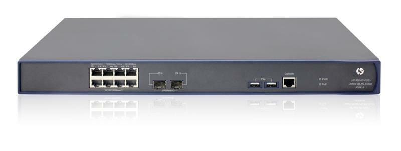 Контроллер HP 830 8P PoE+ Unifd Wired-WLAN Switch, 8x10/100/1000GE-T+2xGE-SFP, 3Y FC 24x7 Service.(JG641A)