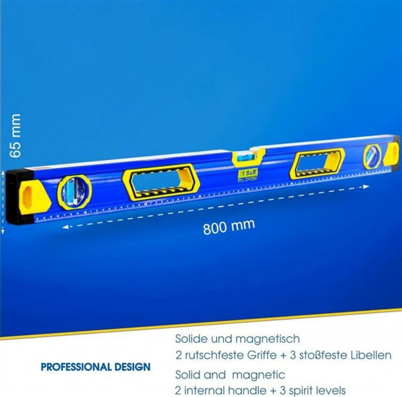 Уровень S&R 800 мм, 3 капсулы, магнитный (423034080)