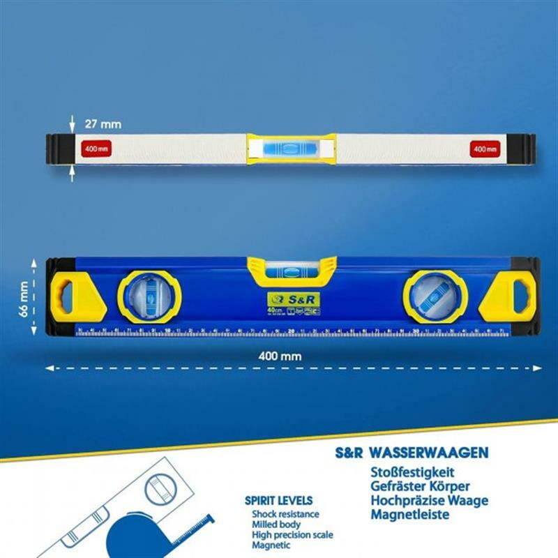 Уровень S&R 400 мм, 3 капсулы, магнитный (423032040)