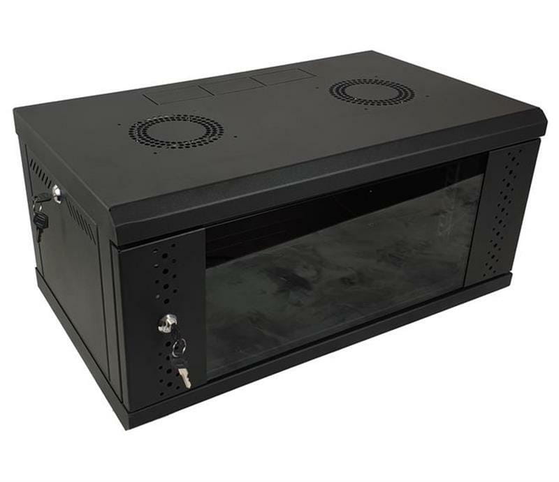 Шкаф настенный EServer 19" 6U-600х500х370 (стекло) , черный (ES-Е650B)