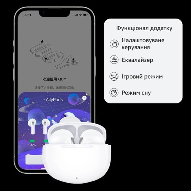 Bluetooth-гарнітура QCY AilyPods T20 White 2024