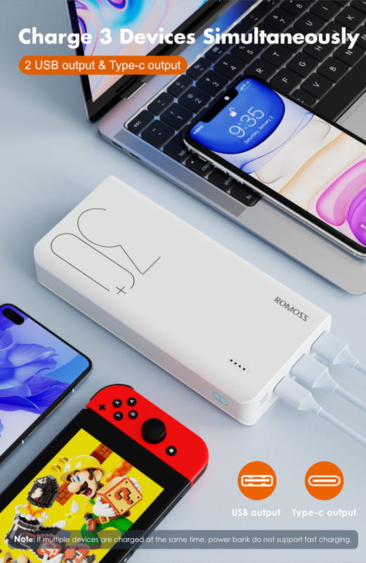 Універсальна мобільна батарея Romoss Sense8+ 30000mAh White (PHP30-401-02)