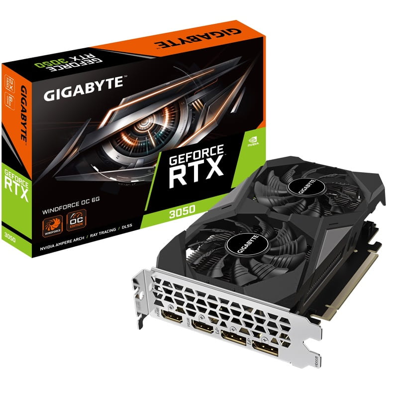 Видеокарта GF RTX 3050 6GB GDDR6 WindForce OC Gigabyte (GV-N3050WF2OC-6GD)