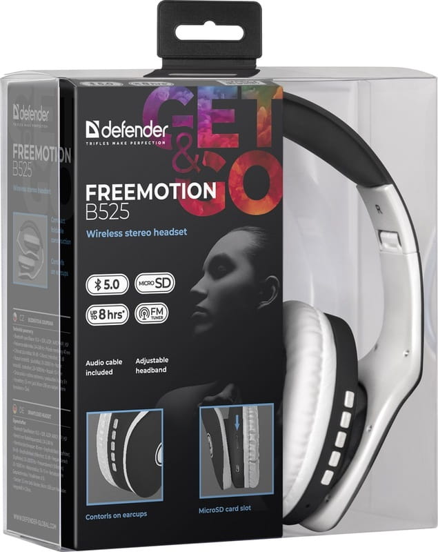 Bluetooth-гарнітура Defender FreeMotion B525 Black/White (63525)