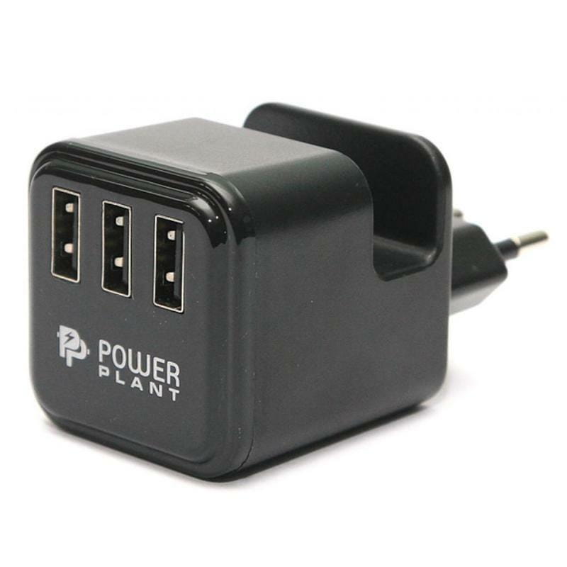 Сетевое зарядное устройство PowerPlant W-360 (3xUSB 3.4A) Black (DV00DV5065)