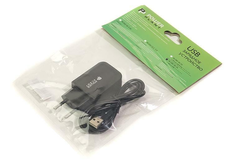 Сетевое зарядное устройство PowerPlant W-280 (1xUSB 2A) Black (SC230037) + кабель microUSB