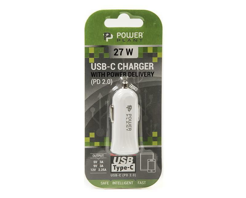 Автомобильное зарядное устройство PowerPlant (1xUSB Type-C 3A) White (SC230068)