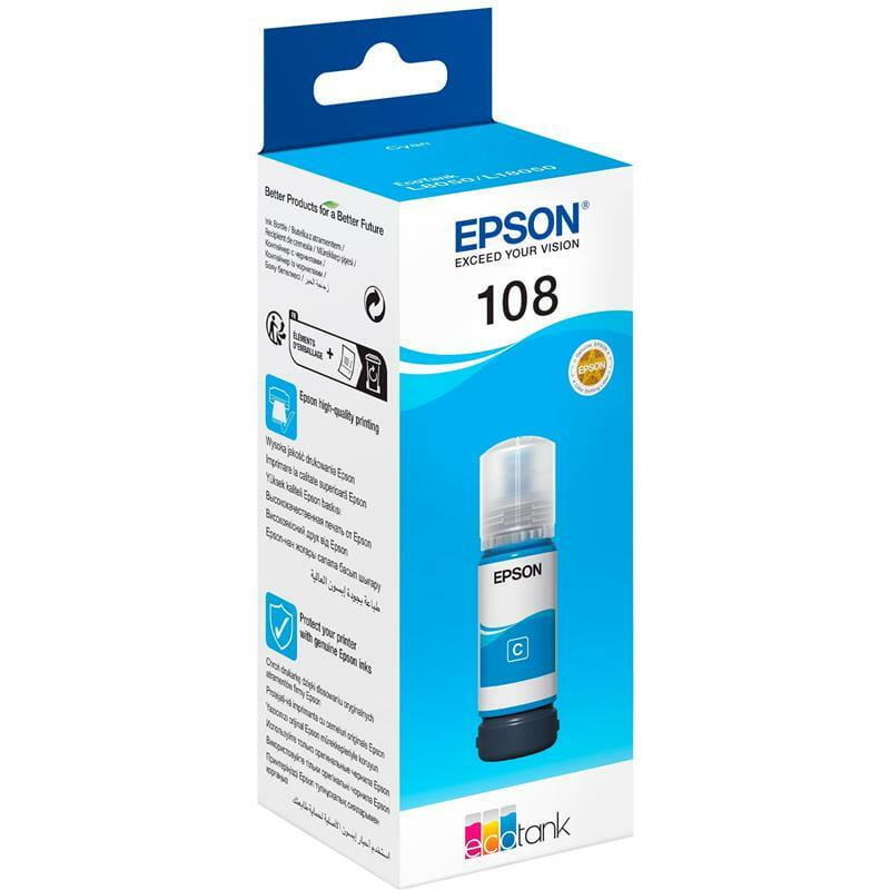 Чернила Epson (108) EcoTank L8050/L18050 Cyan (C13T09C24A) 70 мл