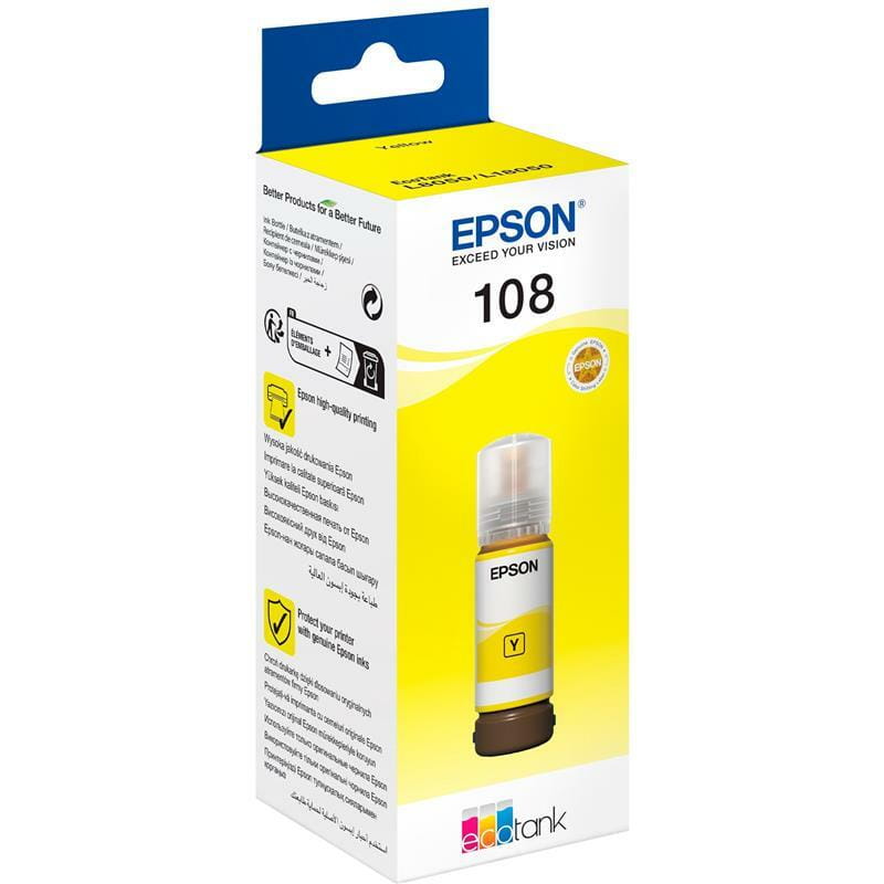 Чернила Epson (108) EcoTank L8050/L18050 Yellow (C13T09C44A) 70 мл