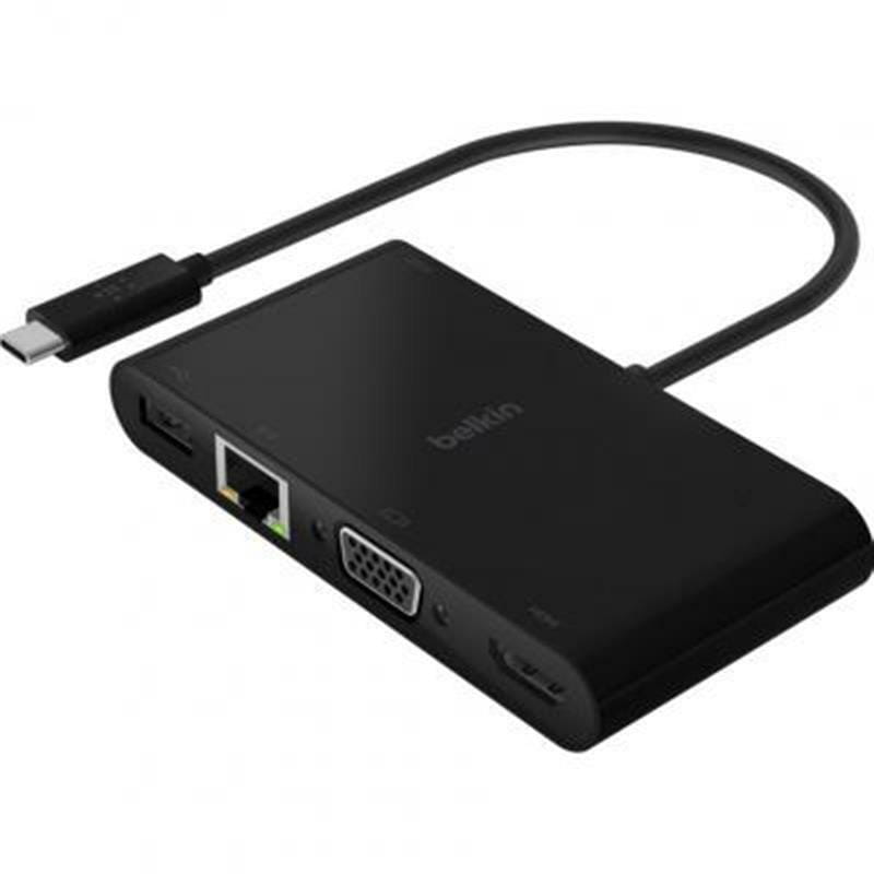 Концентратор USB Type-C Belkin RJ-45, HDMI, VGA, USB-A, 100W PD Black (AVC004BTBK)