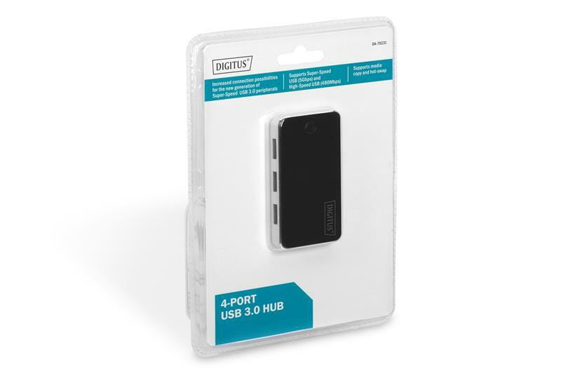 Концентратор USB 3.0 Digitus, 4xUSB3.0, 1.2 м (DA-70231)