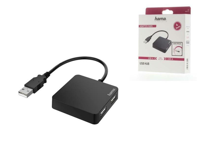 Концентратор USB 2.0 Hama 4xUSB 2.0, Black (200121)