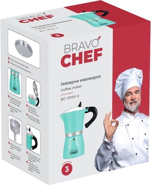 Гейзерная кофеварка Bravo Chef BC-12100-3
