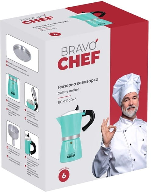 Гейзерная кофеварка Bravo Chef BC-12100-6