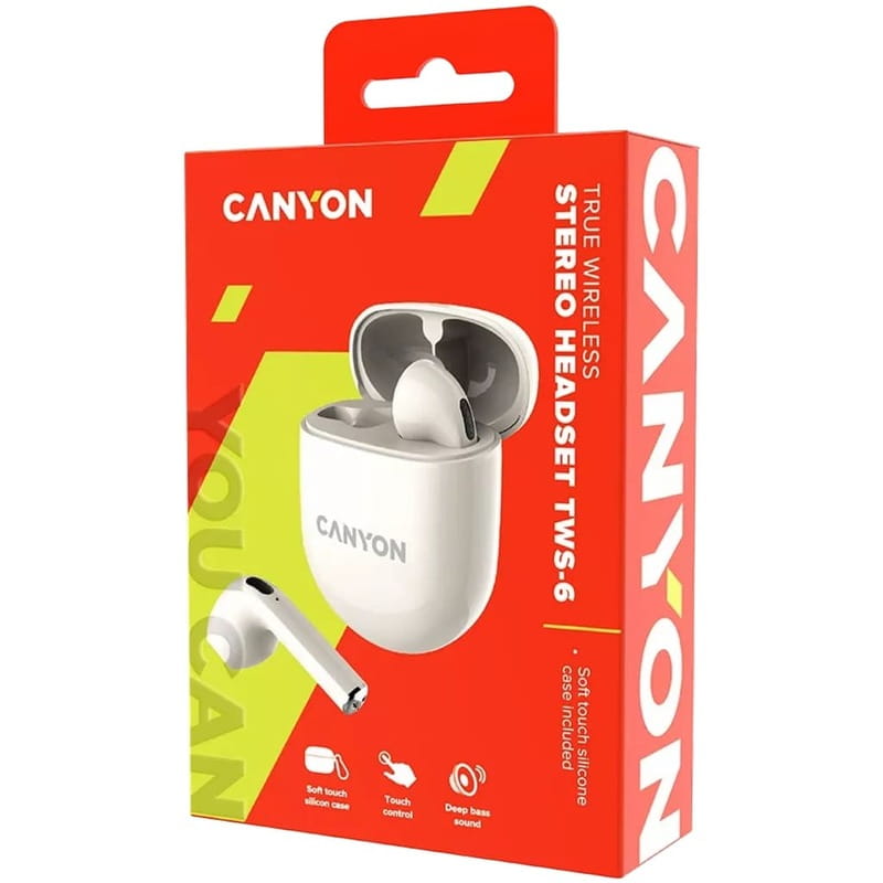 Bluetooth-гарнітура Canyon TWS-6 Beige (CNS-TWS6BE)