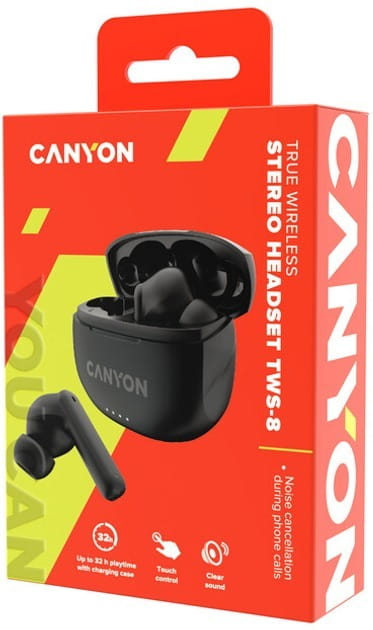 Bluetooth-гарнітура Canyon TWS-8 ENC Black (CNS-TWS8B)