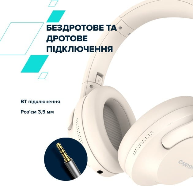 Bluetooth-гарнітура Canyon OnRiff 10 ANC Beige (CNS-CBTHS10BG)