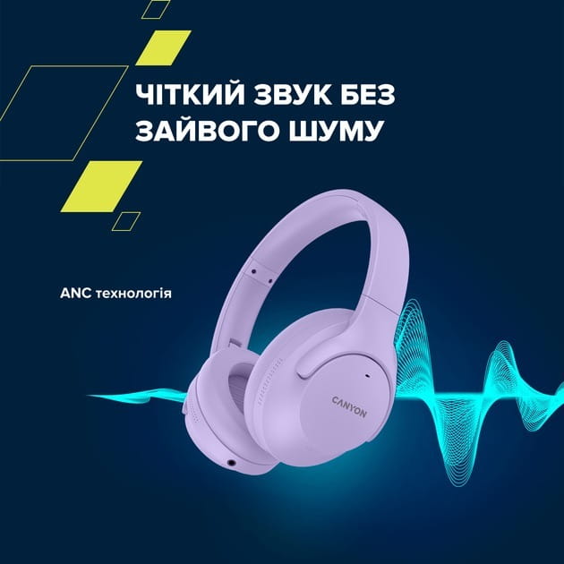 Bluetooth-гарнитура Canyon OnRiff 10 ANC Purple (CNS-CBTHS10PU)