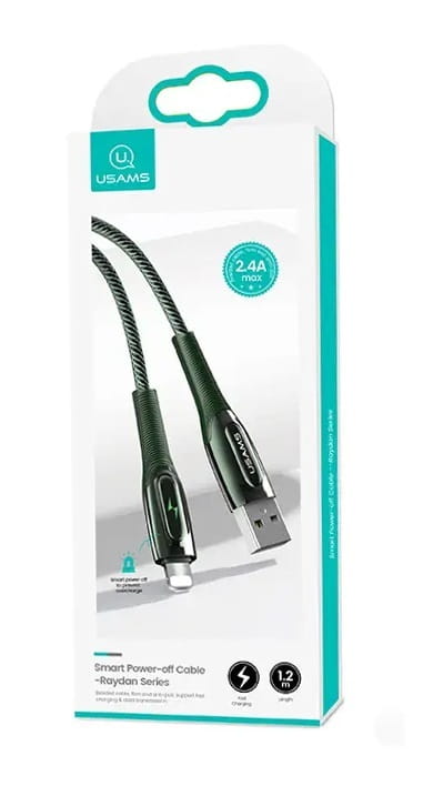 Кабель Usams US-SJ469 USB - Lightning, 1.2 м, Dark Green (SJ469USB02)