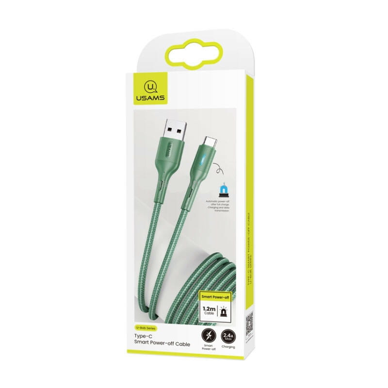 Кабель Usams US-SJ460 USB - USB Type-C (M/M), 1.2 м, Green (SJ460USB02)
