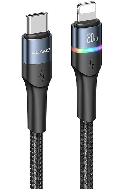 Кабель Usams US-SJ538 USB Type-C - Lightning, 1.2 м, Black (SJ538USB01)