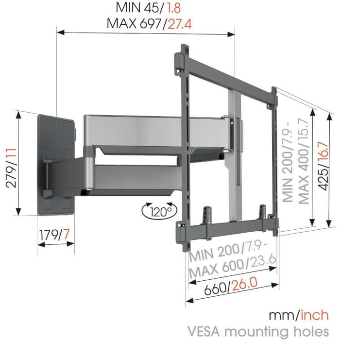 Кронштейн Vogels 5855 Black (VESA600х400)