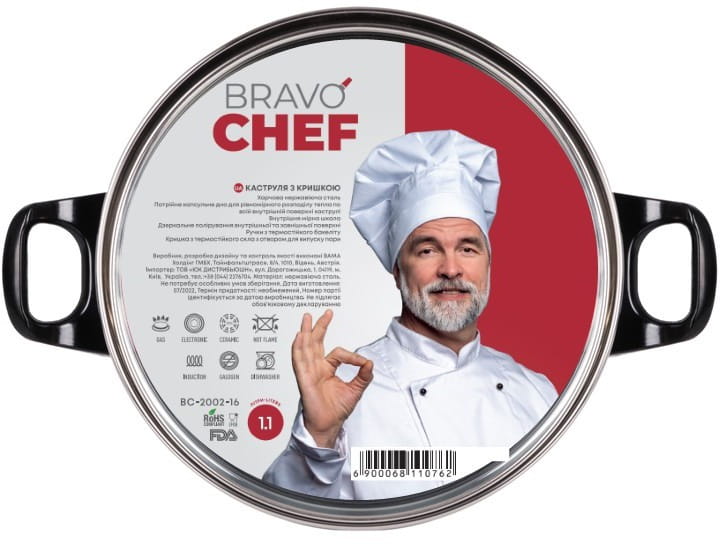 Кастрюля Bravo Chef 16 см 1.1 л (BC-2002-16)