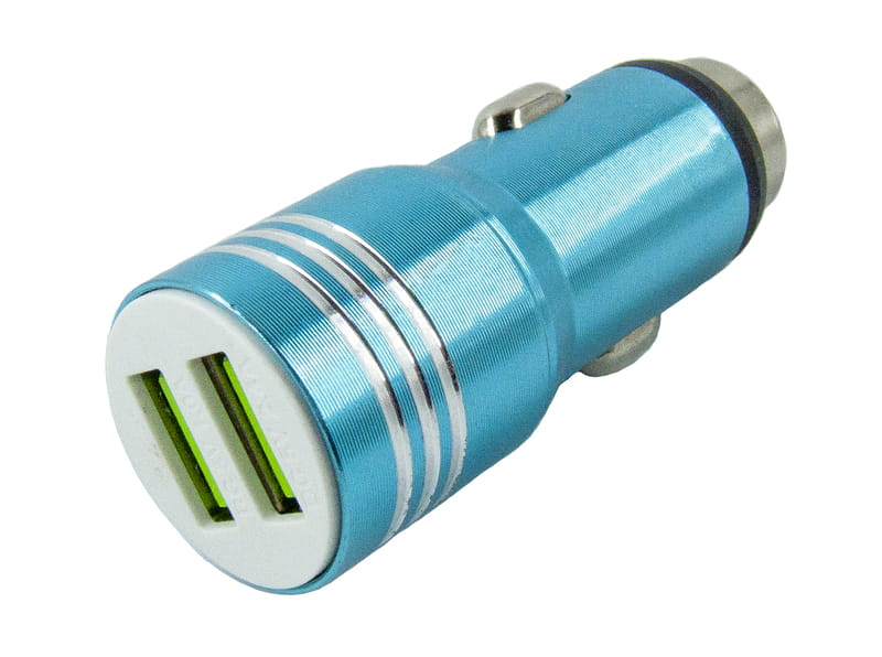 Автомобільний зарядний пристрій Dengos (2USB; 2.1A, 1A) Blue (DG-CS-02) + кабель USB Type-C