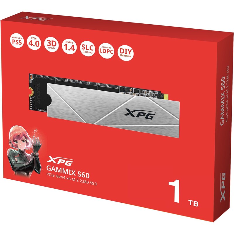 Накопичувач SSD 1ТB A-Data XPG Gammix S60 M.2 2280 PCIe 4.0 x4 3D TLC (AGAMMIXS60-1T-CS)