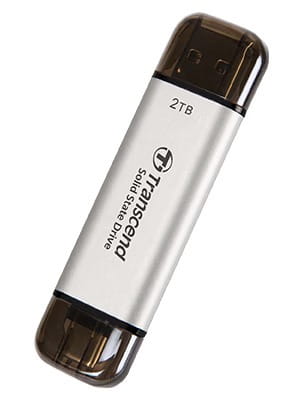 Накопичувач зовнішній SSD USB Type-A/Type-C 2.0ТB Transcend ESD310S Silver (TS2TESD310S)
