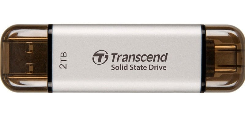 Накопичувач зовнішній SSD USB Type-A/Type-C 2.0ТB Transcend ESD310S Silver (TS2TESD310S)