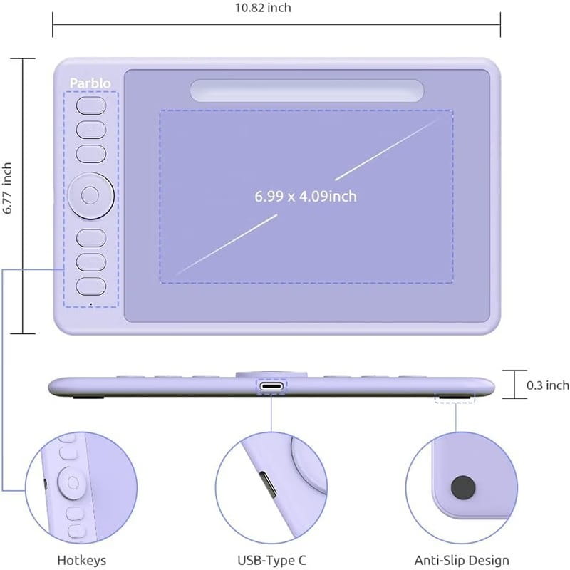 Графический планшет Parblo Intangbo S Purple
