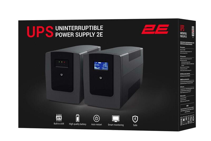 ИБП 2E DD650, 650VA/360W, LCD, USB, 2xSchuko (2E-DD650)