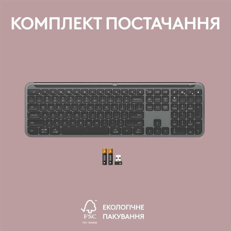 Клавиатура беспроводная Logitech Signature Slim K950 US Graphite USB (920-012465)