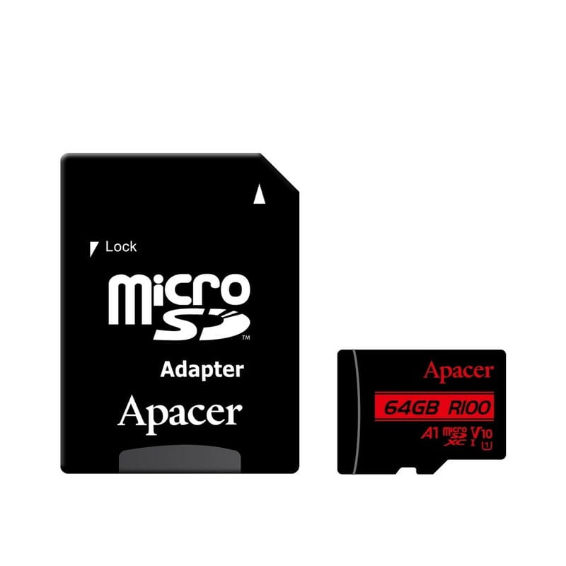 Карта памяти MicroSDHC  64GB UHS-I Class 10 Apacer + SD adapter (AP64GMCSX10UB-R)