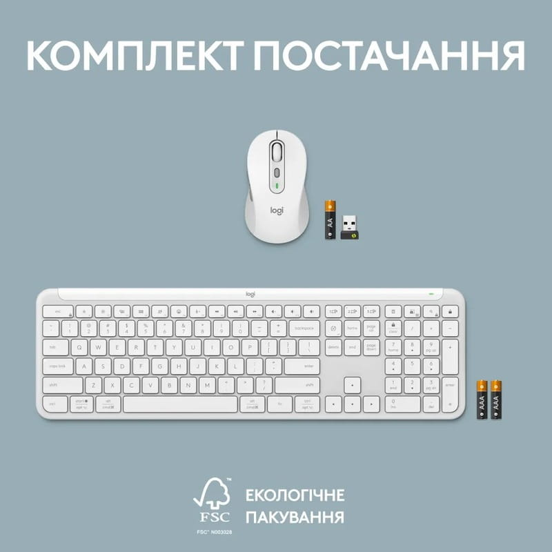 Комплект (клавиатура, мышь) беспроводной Logitech Signature Slim Combo MK950 OffWhite (920-012491)