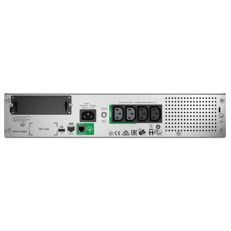 Джерело безперебійного живлення APC  Smart-UPS 750VA/500W, RM 2U, LCD, USB, SmartConnect (SMT750RMI2UC)